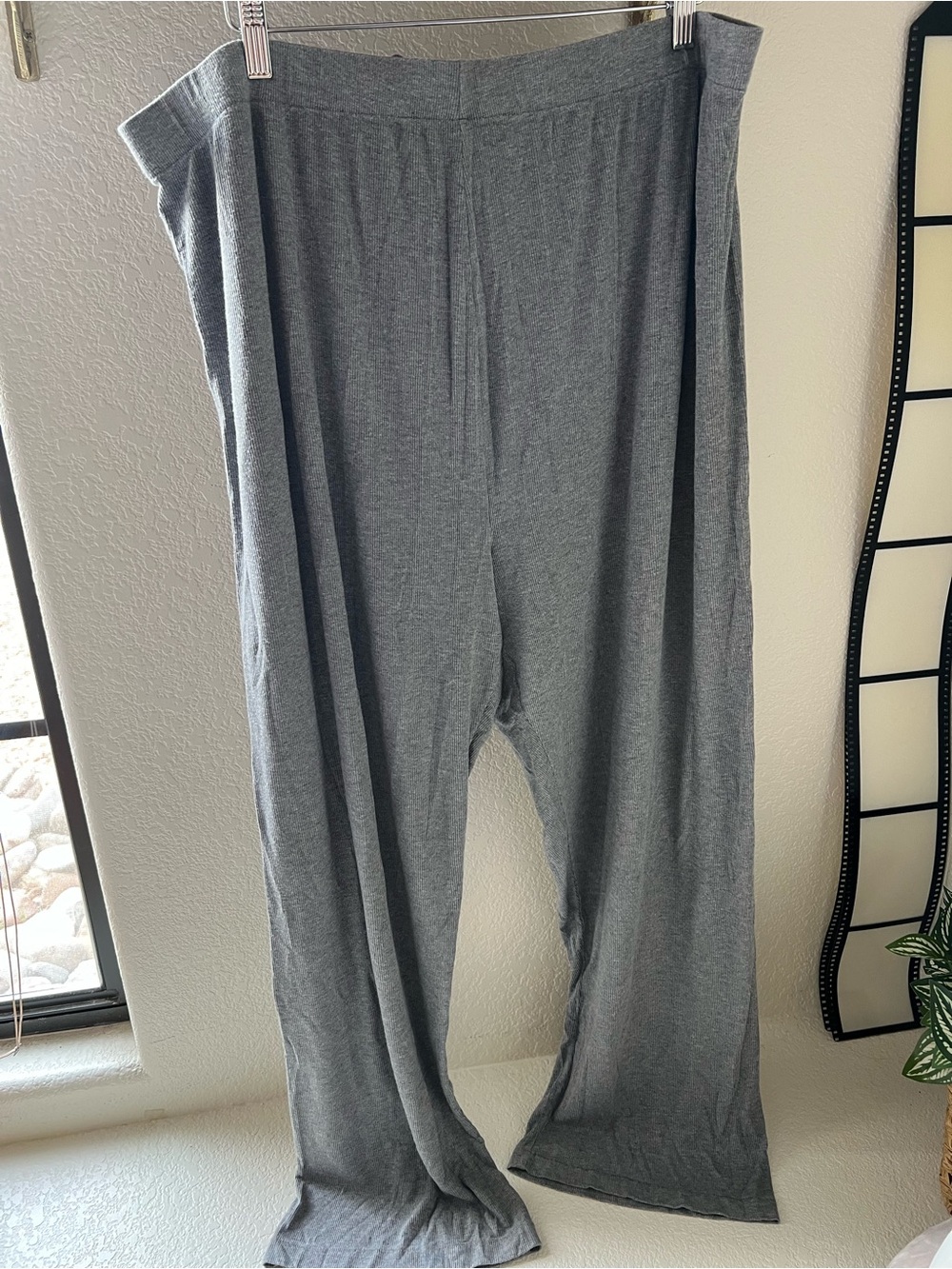 SKIMS Ribbed Wide-Leg Women’s Lounge Pants in Gray 3XL